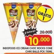 Promo Harga Indoeskrim Choc Rocks Cone Chiki Balls 110 ml - Superindo