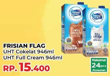 Promo Harga Frisian Flag Susu UHT Purefarm Swiss Chocolate, Full Cream 946 ml - Yogya