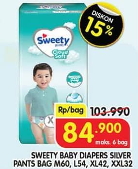 Promo Harga Sweety Silver Pants M60, L54, XL42, XXL32 32 pcs - Superindo