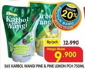 Promo Harga 365 Karbol Wangi Lemon, Pine 750 ml - Superindo