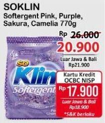 Promo Harga So Klin Softergent Rossy Pink, Purple Lavender, Soft Sakura, Korean Camellia 770 gr - Alfamart