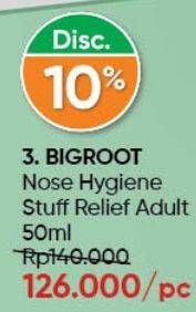 Promo Harga BIGROOT Nose Hygiene Stuff Relief Adult 50 ml - Guardian