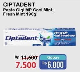 Promo Harga CIPTADENT Pasta Gigi Maxi 12 Plus Cool Mint, Fresh Mint 190 gr - Alfamart