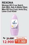 Promo Harga REXONA Deo Roll On Free Spirit / Advance Whitening / Advance Anti Noda 50ml / Men Deo Roll On Ice Cool / Invisible Dry / Lime Cool 45ml  - Alfamart