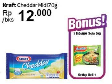 Promo Harga KRAFT Cheese Cheddar Midi 70 gr - Carrefour