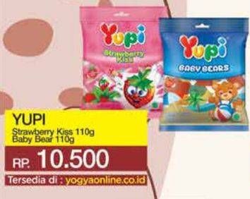 Promo Harga Yupi Candy Strawberry Kiss, Baby Bears 110 gr - Yogya
