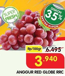 Promo Harga Anggur Red Globe RRC per 100 gr - Superindo