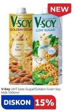 Promo Harga V-SOY Soya Bean Milk Golden Grain, Multi Grain 1000 ml - Carrefour