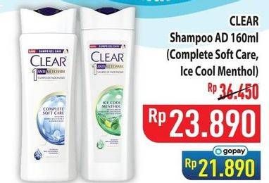 Promo Harga Clear Shampoo Complete Soft Care, Ice Cool Menthol 160 ml - Hypermart