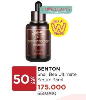 Promo Harga BENTON Snail Bee Ultimate Serum 35 ml - Watsons