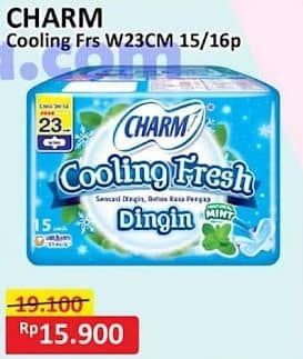 Promo Harga Charm Extra Comfort Cooling Fresh Wing 23cm 15 pcs - Alfamart