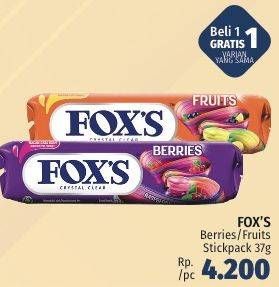Promo Harga FOXS Crystal Candy Berries, Fruits 37 gr - LotteMart