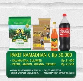 Promo Harga Gulaku Gula Tebu Premium/Coca Cola Minuman Soda/Pikopi 3 in 1, Marjan Syrup Squash  - Hypermart