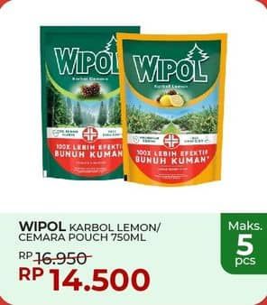 Promo Harga Wipol Karbol Wangi Lemon, Cemara 750 ml - Yogya