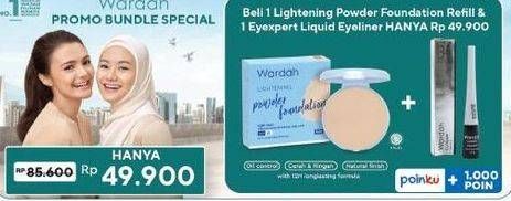 Promo Harga WARDAH Lightening Powder Foundation + Eyexpert Liquid Eyeliner  - Indomaret