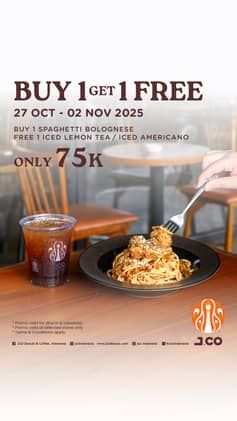 Promo Harga Buy 1 Get 1 Free Spaghetti Bolognese  - JCO