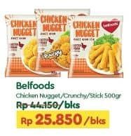 Promo Harga Belfoods Nugget Chicken Nugget, Chicken Nugget Crunchy, Chicken Nugget Stick 500 gr - TIP TOP