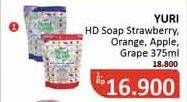 Promo Harga YURI Hand Soap Strawberry, Orange, Apple, Grape 375 ml - Alfamidi