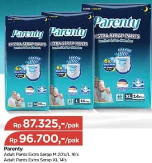 Promo Harga Parenty Ekstra Serap Pants M20, L16 16 pcs - TIP TOP