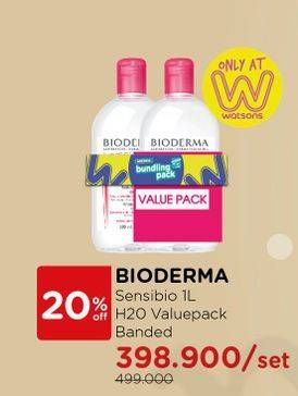 Promo Harga BIODERMA Sensibio H2O Value Pack per 2 botol 1 ltr - Watsons