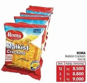 Promo Harga ROMA Malkist Crackers per 10 sachet 27 gr - Lotte Grosir