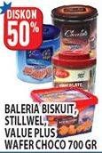 Promo Harga BALERIA Biscuit, STILWEL Wafer, VALUE PLUS Wafer Choco 700g  - Hypermart