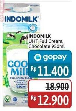 Promo Harga Indomilk Susu UHT Full Cream Plain, Chocolate Java Criollo 950 ml - Alfamidi