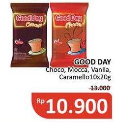 Promo Harga Good Day Instant Coffee 3 in 1 Chococinno, Mocacinno, Vanilla Latte, Rock Salt Caramello per 10 sachet 20 gr - Alfamidi