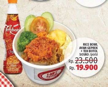 Promo Harga Rice Bowl Ayam Geprek + Sosro Teh Botol  - LotteMart