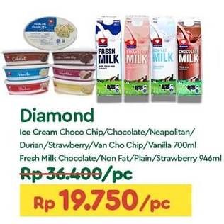 DIAMON Ice Cream 700ml, Fresh Milk 946 ml