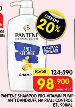 Promo Harga Pantene Shampoo Anti Dandruff, Hair Fall Control 900 ml - Superindo