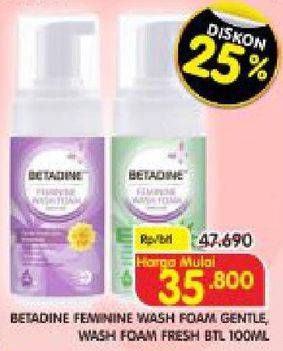 Promo Harga BETADINE Feminine Wash Foam Gentle Protection 100 ml - Superindo