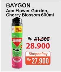 Promo Harga BAYGON Insektisida Spray Flower Garden, Cherry Blossom 600 ml - Alfamart