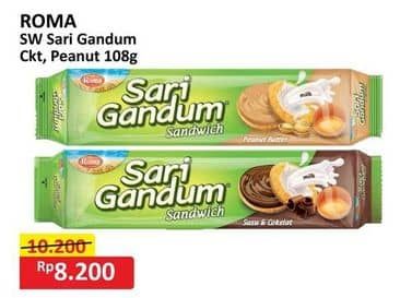Promo Harga Roma Sari Gandum Susu Cokelat, Peanut Butter 115 gr - Alfamart