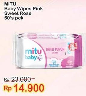 Promo Harga MITU Baby Wipes Ganti Popok Pink Sweet Rose 50 pcs - Indomaret