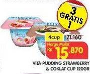 Promo Harga VITA PUDDING Pudding Strawberry, Coklat per 4 pcs 120 gr - Superindo