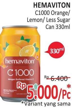 Promo Harga HEMAVITON C1000 Orange, Less Sugar, Lemon 330 ml - Alfamidi