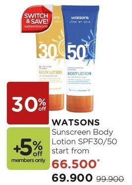 Promo Harga Sun Screen Body Lotion SPF 30/50  - Watsons