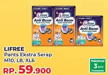 Promo Harga Lifree Popok Celana Ekstra Serap M10, L8, XL6 6 pcs - Yogya