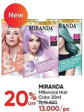 Promo Harga MIRANDA Hair Color MCP1 Taro Latte, MCP2 Rose Gold, MCP3 Precious Turquoise 30 ml - Guardian
