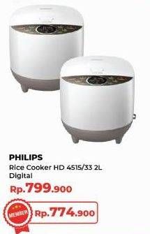 Promo Harga Philips HD4515 Fuzzy Logic Rice Cooker 33  - Yogya