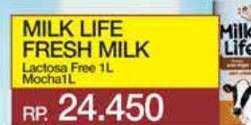 Promo Harga Milk Life Fresh Milk Bebas Laktosa, Mocha 1000 ml - Yogya