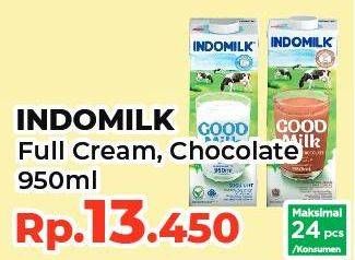 Promo Harga INDOMILK Susu UHT Full Cream Plain, Cokelat 950 ml - Yogya