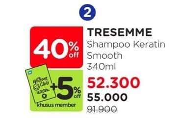 Promo Harga Tresemme Shampoo Keratin Smooth 340 ml - Watsons