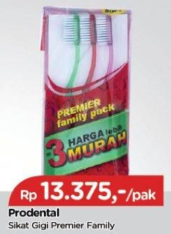 Promo Harga PRODENTAL-B Sikat Gigi Premier Family Pack 3 pcs - TIP TOP