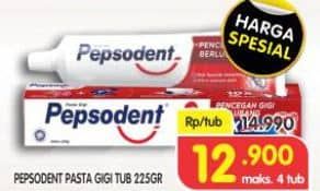 Promo Harga Pepsodent Pasta Gigi Pencegah Gigi Berlubang White 225 gr - Superindo