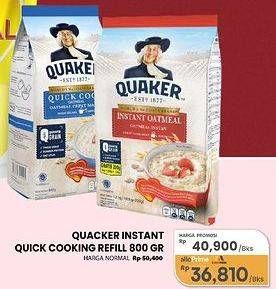 Promo Harga Quaker Oatmeal Instant, Quick Cooking 800 gr - Carrefour