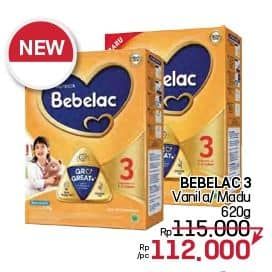 Promo Harga Bebelac 3 Susu Pertumbuhan Madu, Vanila 620 gr - LotteMart