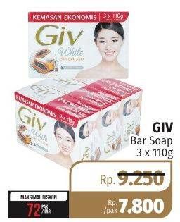 Promo Harga GIV Bar Soap per 3 pcs 110 gr - Lotte Grosir