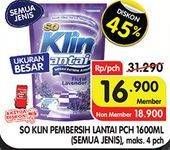 Promo Harga SO KLIN Pembersih Lantai All Variants 1600 ml - Superindo